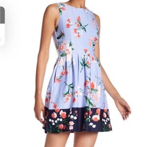 Vince Camuto Ponte Fit & Flare Floral Dress